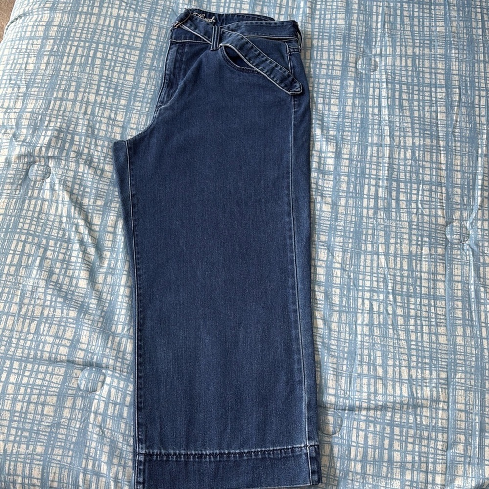 Universal Thread Indigo Denim Belted Wide Leg High Rise Cropped Jeans - Picture 14 of 14